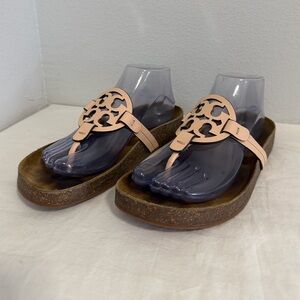 Tory Burch Miller Cloud thong sandals pink leather logo size 8.5